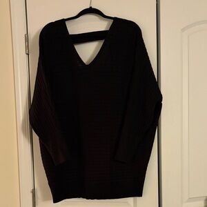 New York & Company Deep Black V-Neck Sweater
